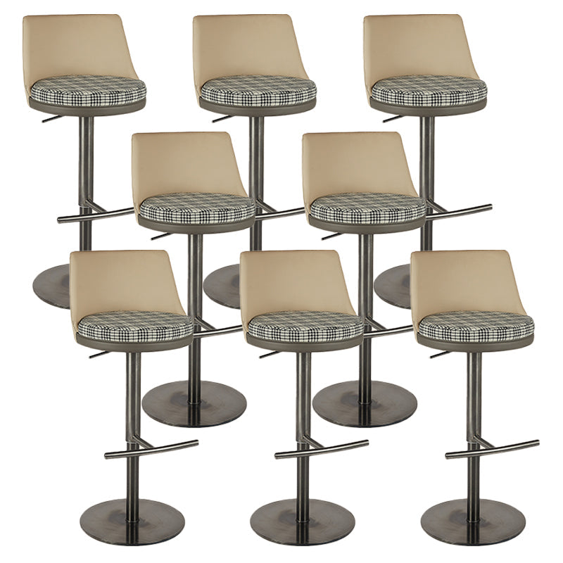 Modern Style Counter Stool Pu Leather Adjustable Height Bar Stool with Footrest Grey 8 Piece Set Low Back Clearhalo 'Bar Furniture' 'Bar Stools' 'bar_stools' 'furn' 'furn_bar_stools' 'Furniture' 'Kitchen & Dining Furniture' 7352809