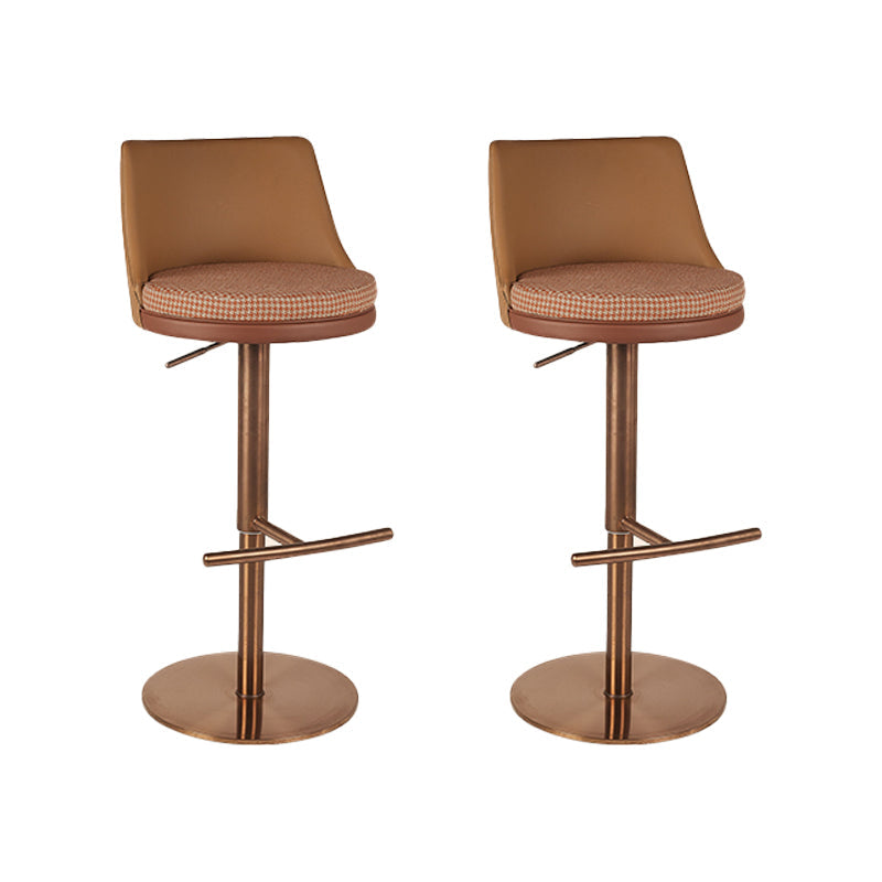 Modern Style Counter Stool Pu Leather Adjustable Height Bar Stool with Footrest Brown 2 Piece Set Low Back Clearhalo 'Bar Furniture' 'Bar Stools' 'bar_stools' 'furn' 'furn_bar_stools' 'Furniture' 'Kitchen & Dining Furniture' 7352811