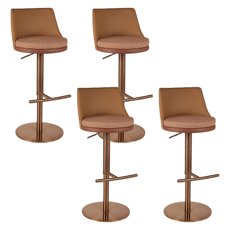 Modern Style Counter Stool Pu Leather Adjustable Height Bar Stool with Footrest Brown 4 Piece Set Low Back Clearhalo 'Bar Furniture' 'Bar Stools' 'bar_stools' 'furn' 'furn_bar_stools' 'Furniture' 'Kitchen & Dining Furniture' 7352812