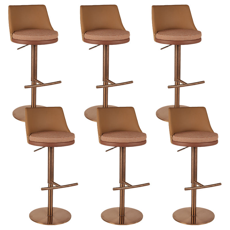 Modern Style Counter Stool Pu Leather Adjustable Height Bar Stool with Footrest Brown 6 Piece Set Low Back Clearhalo 'Bar Furniture' 'Bar Stools' 'bar_stools' 'furn' 'furn_bar_stools' 'Furniture' 'Kitchen & Dining Furniture' 7352813