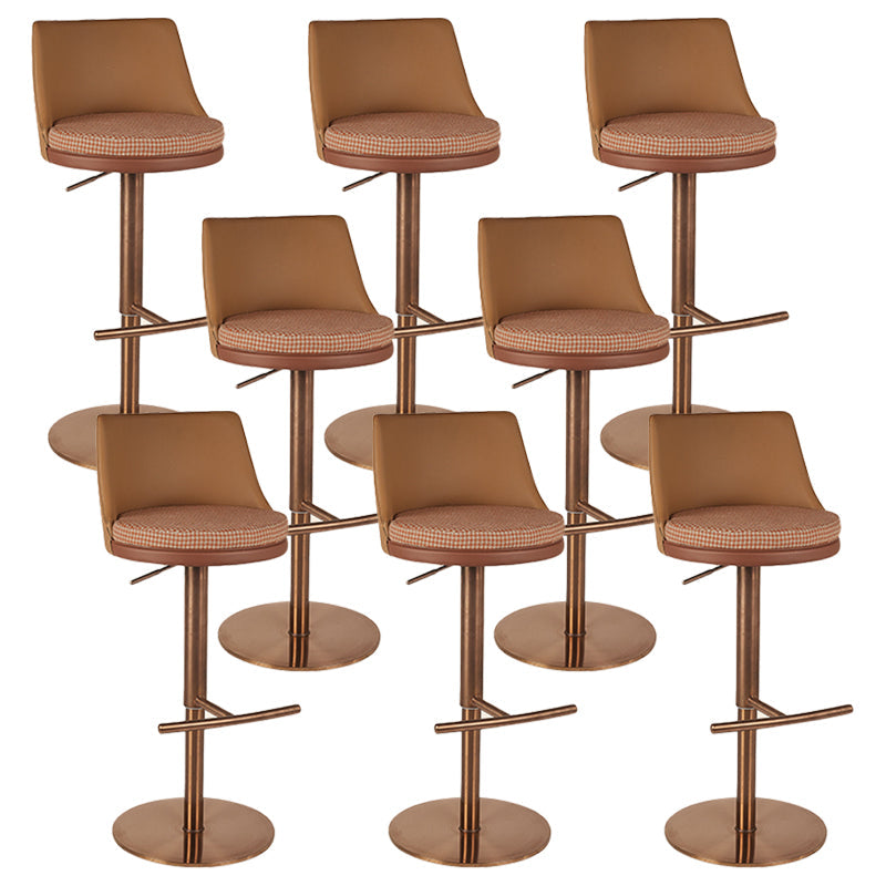 Modern Style Counter Stool Pu Leather Adjustable Height Bar Stool with Footrest Brown 8 Piece Set Low Back Clearhalo 'Bar Furniture' 'Bar Stools' 'bar_stools' 'furn' 'furn_bar_stools' 'Furniture' 'Kitchen & Dining Furniture' 7352814