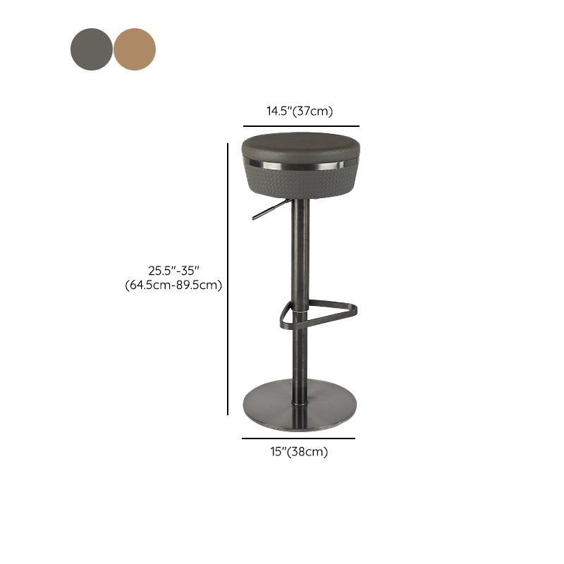 Modern Style Counter Stool Pu Leather Adjustable Height Bar Stool with Footrest Clearhalo 'Bar Furniture' 'Bar Stools' 'bar_stools' 'furn' 'furn_bar_stools' 'Furniture' 'Kitchen & Dining Furniture' 7352815