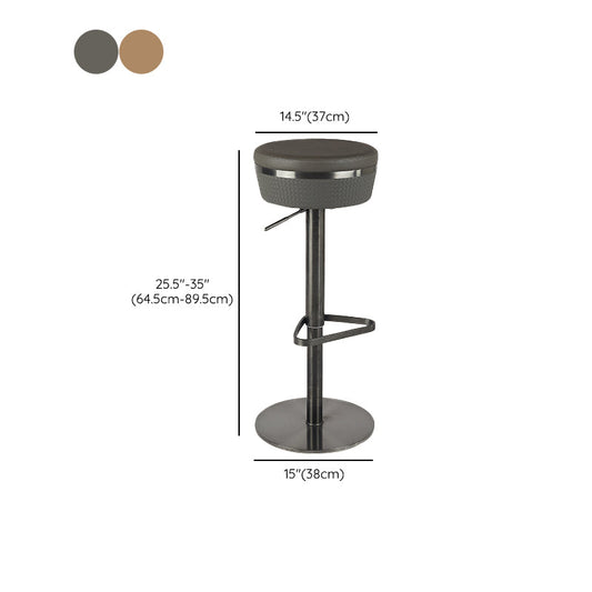 Modern Style Counter Stool Pu Leather Adjustable Height Bar Stool with Footrest Clearhalo 'Bar Furniture' 'Bar Stools' 'bar_stools' 'furn' 'furn_bar_stools' 'Furniture' 'Kitchen & Dining Furniture' 7352815