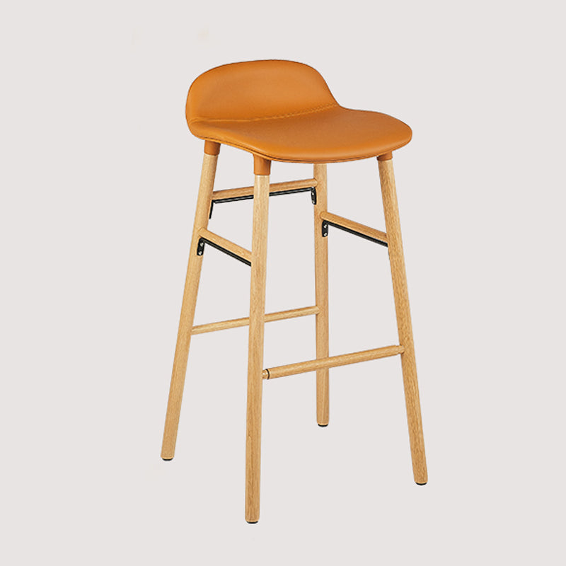 Faux Leather Counter Stool Modern Style Low Back Barstool with Solid Wood Legs Brown 1 Piece Clearhalo 'Bar Furniture' 'Bar Stools' 'bar_stools' 'furn' 'furn_bar_stools' 'Furniture' 'Kitchen & Dining Furniture' 7352818
