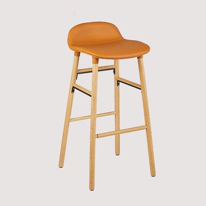 Faux Leather Counter Stool Modern Style Low Back Barstool with Solid Wood Legs Brown 1 Piece Clearhalo 'Bar Furniture' 'Bar Stools' 'bar_stools' 'furn' 'furn_bar_stools' 'Furniture' 'Kitchen & Dining Furniture' 7352818
