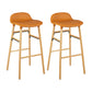 Faux Leather Counter Stool Modern Style Low Back Barstool with Solid Wood Legs Brown 2 Piece Set Clearhalo 'Bar Furniture' 'Bar Stools' 'bar_stools' 'furn' 'furn_bar_stools' 'Furniture' 'Kitchen & Dining Furniture' 7352820