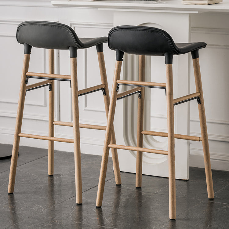 Faux Leather Counter Stool Modern Style Low Back Barstool with Solid Wood Legs Clearhalo 'Bar Furniture' 'Bar Stools' 'bar_stools' 'furn' 'furn_bar_stools' 'Furniture' 'Kitchen & Dining Furniture' 7352821