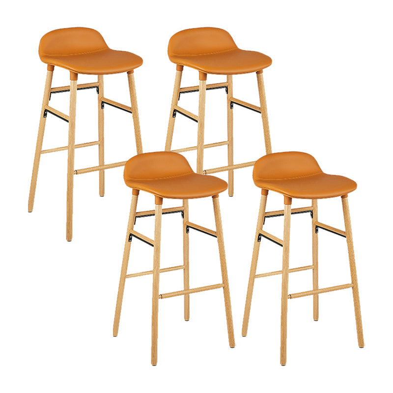 Faux Leather Counter Stool Modern Style Low Back Barstool with Solid Wood Legs Brown 4 Piece Set Clearhalo 'Bar Furniture' 'Bar Stools' 'bar_stools' 'furn' 'furn_bar_stools' 'Furniture' 'Kitchen & Dining Furniture' 7352822