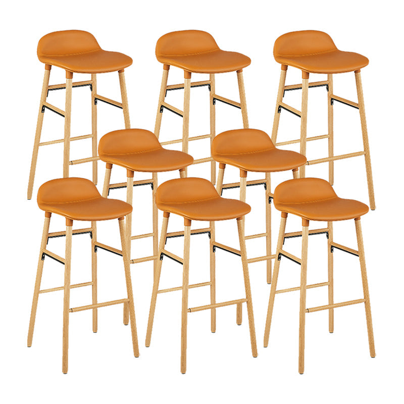Faux Leather Counter Stool Modern Style Low Back Barstool with Solid Wood Legs Brown 8 Piece Set Clearhalo 'Bar Furniture' 'Bar Stools' 'bar_stools' 'furn' 'furn_bar_stools' 'Furniture' 'Kitchen & Dining Furniture' 7352826