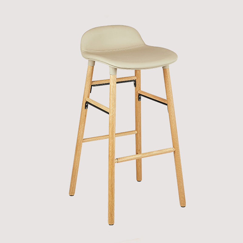 Faux Leather Counter Stool Modern Style Low Back Barstool with Solid Wood Legs Light Gray 1 Piece Clearhalo 'Bar Furniture' 'Bar Stools' 'bar_stools' 'furn' 'furn_bar_stools' 'Furniture' 'Kitchen & Dining Furniture' 7352827