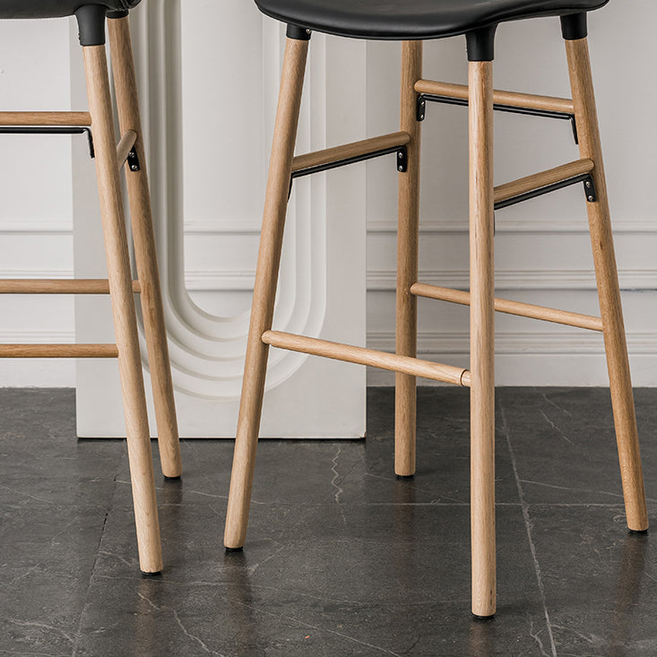 Faux Leather Counter Stool Modern Style Low Back Barstool with Solid Wood Legs Clearhalo 'Bar Furniture' 'Bar Stools' 'bar_stools' 'furn' 'furn_bar_stools' 'Furniture' 'Kitchen & Dining Furniture' 7352829