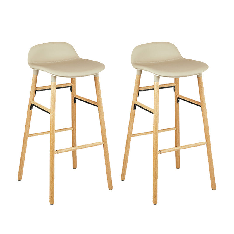 Faux Leather Counter Stool Modern Style Low Back Barstool with Solid Wood Legs Light Gray 2 Piece Set Clearhalo 'Bar Furniture' 'Bar Stools' 'bar_stools' 'furn' 'furn_bar_stools' 'Furniture' 'Kitchen & Dining Furniture' 7352830
