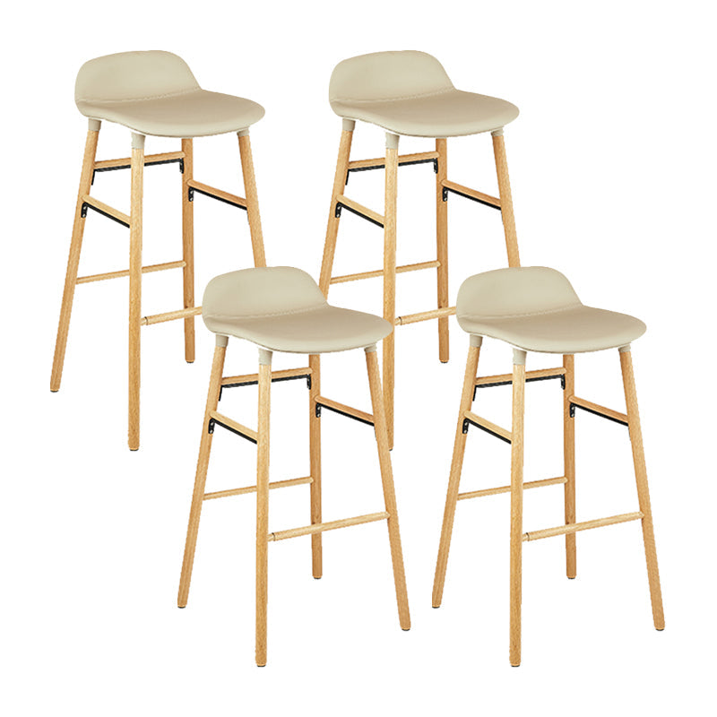 Faux Leather Counter Stool Modern Style Low Back Barstool with Solid Wood Legs Light Gray 4 Piece Set Clearhalo 'Bar Furniture' 'Bar Stools' 'bar_stools' 'furn' 'furn_bar_stools' 'Furniture' 'Kitchen & Dining Furniture' 7352832