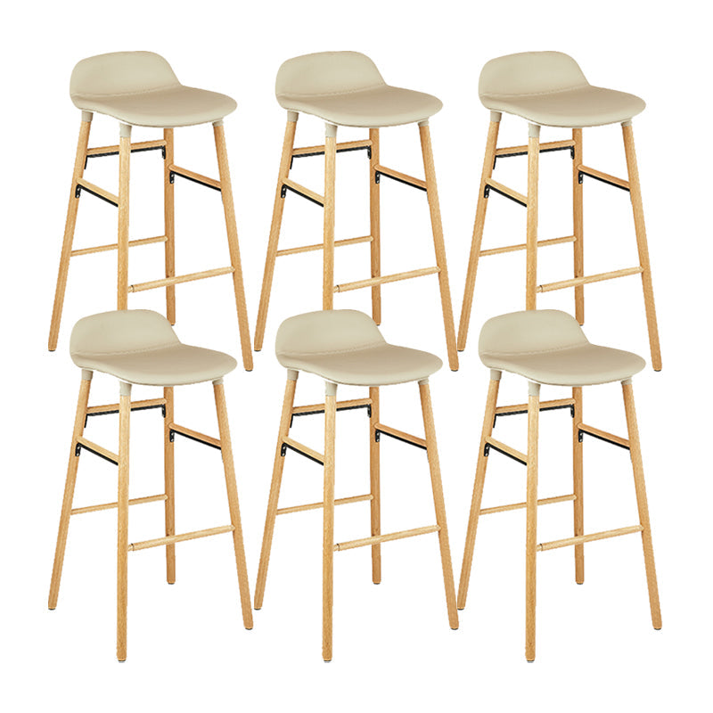 Faux Leather Counter Stool Modern Style Low Back Barstool with Solid Wood Legs Light Gray 6 Piece Set Clearhalo 'Bar Furniture' 'Bar Stools' 'bar_stools' 'furn' 'furn_bar_stools' 'Furniture' 'Kitchen & Dining Furniture' 7352834