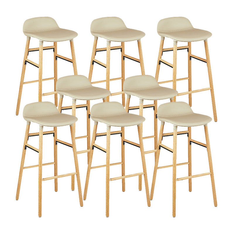 Faux Leather Counter Stool Modern Style Low Back Barstool with Solid Wood Legs Light Gray 8 Piece Set Clearhalo 'Bar Furniture' 'Bar Stools' 'bar_stools' 'furn' 'furn_bar_stools' 'Furniture' 'Kitchen & Dining Furniture' 7352835