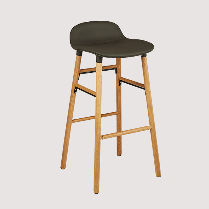 Faux Leather Counter Stool Modern Style Low Back Barstool with Solid Wood Legs Grey 1 Piece Clearhalo 'Bar Furniture' 'Bar Stools' 'bar_stools' 'furn' 'furn_bar_stools' 'Furniture' 'Kitchen & Dining Furniture' 7352837
