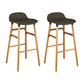 Faux Leather Counter Stool Modern Style Low Back Barstool with Solid Wood Legs Grey 2 Piece Set Clearhalo 'Bar Furniture' 'Bar Stools' 'bar_stools' 'furn' 'furn_bar_stools' 'Furniture' 'Kitchen & Dining Furniture' 7352838