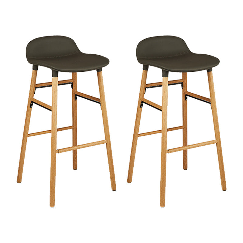 Faux Leather Counter Stool Modern Style Low Back Barstool with Solid Wood Legs Grey 2 Piece Set Clearhalo 'Bar Furniture' 'Bar Stools' 'bar_stools' 'furn' 'furn_bar_stools' 'Furniture' 'Kitchen & Dining Furniture' 7352838