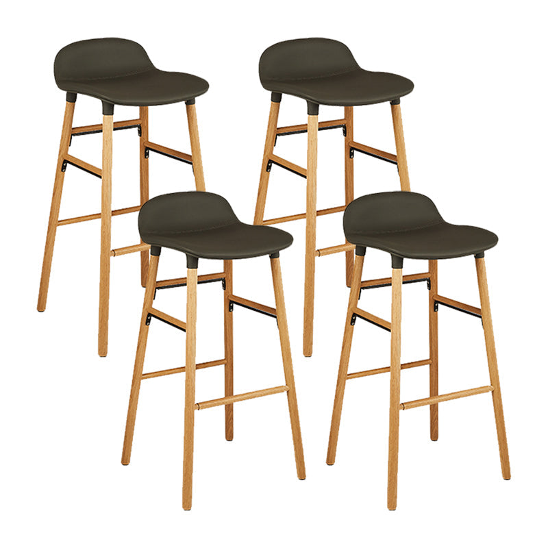 Faux Leather Counter Stool Modern Style Low Back Barstool with Solid Wood Legs Grey 4 Piece Set Clearhalo 'Bar Furniture' 'Bar Stools' 'bar_stools' 'furn' 'furn_bar_stools' 'Furniture' 'Kitchen & Dining Furniture' 7352839