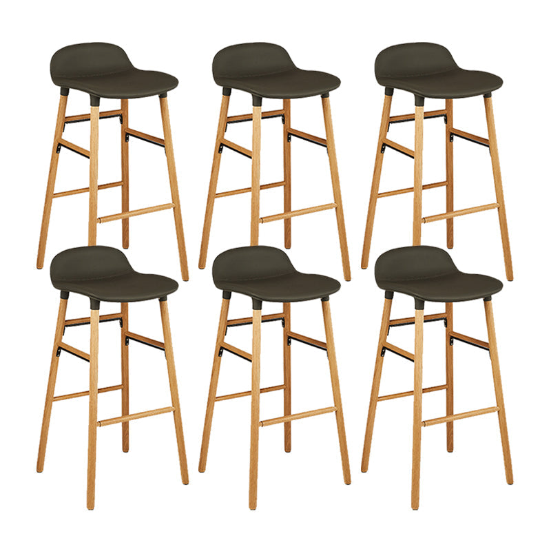 Faux Leather Counter Stool Modern Style Low Back Barstool with Solid Wood Legs Grey 6 Piece Set Clearhalo 'Bar Furniture' 'Bar Stools' 'bar_stools' 'furn' 'furn_bar_stools' 'Furniture' 'Kitchen & Dining Furniture' 7352840
