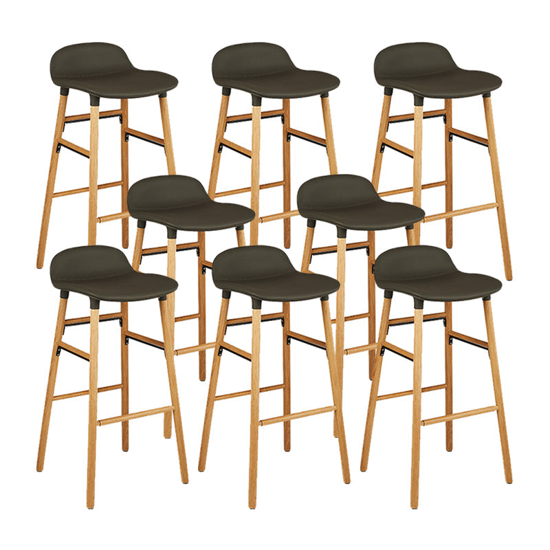 Faux Leather Counter Stool Modern Style Low Back Barstool with Solid Wood Legs Grey 8 Piece Set Clearhalo 'Bar Furniture' 'Bar Stools' 'bar_stools' 'furn' 'furn_bar_stools' 'Furniture' 'Kitchen & Dining Furniture' 7352841