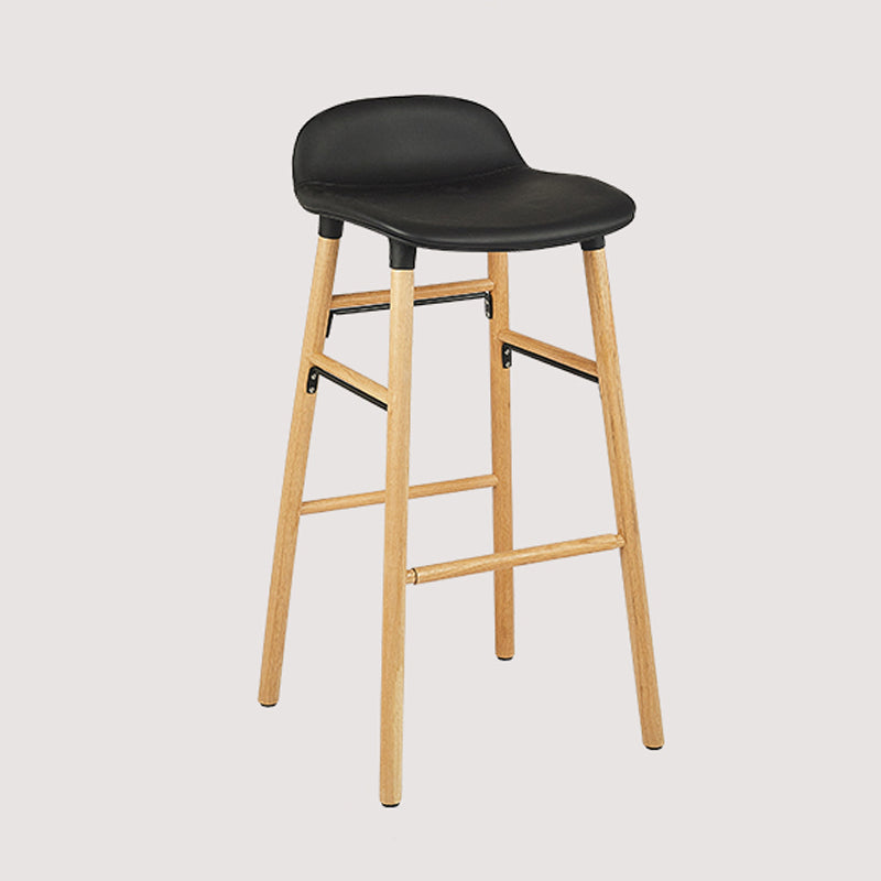 Faux Leather Counter Stool Modern Style Low Back Barstool with Solid Wood Legs Black 1 Piece Clearhalo 'Bar Furniture' 'Bar Stools' 'bar_stools' 'furn' 'furn_bar_stools' 'Furniture' 'Kitchen & Dining Furniture' 7352842