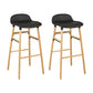 Faux Leather Counter Stool Modern Style Low Back Barstool with Solid Wood Legs Black 2 Piece Set Clearhalo 'Bar Furniture' 'Bar Stools' 'bar_stools' 'furn' 'furn_bar_stools' 'Furniture' 'Kitchen & Dining Furniture' 7352843
