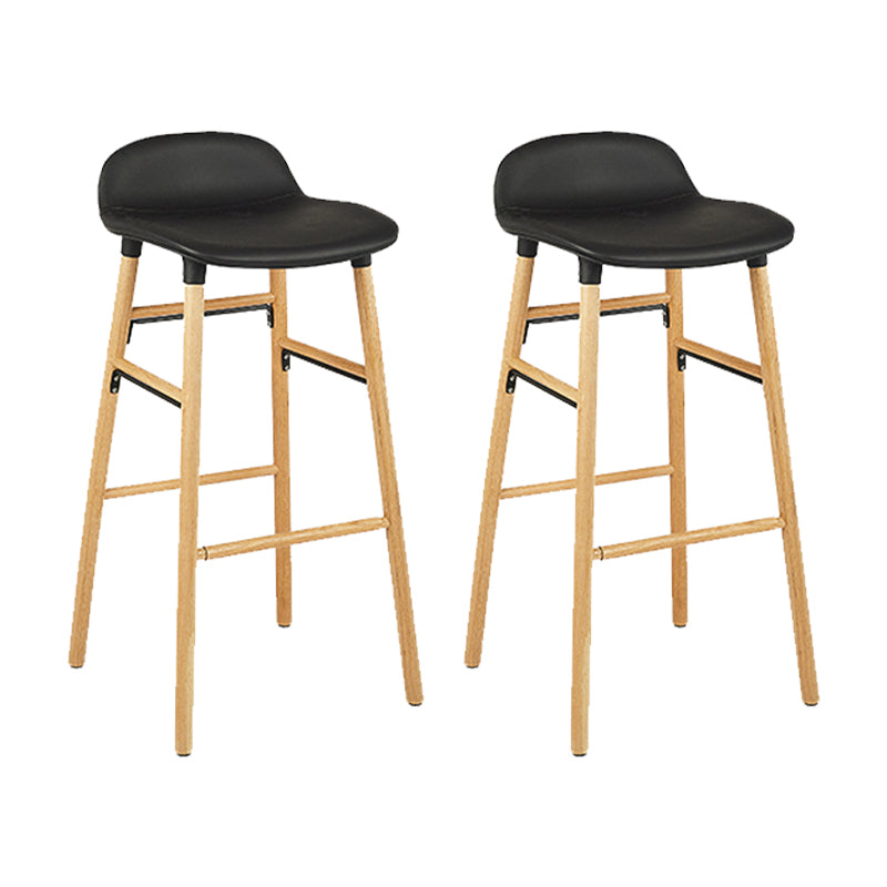 Faux Leather Counter Stool Modern Style Low Back Barstool with Solid Wood Legs Black 2 Piece Set Clearhalo 'Bar Furniture' 'Bar Stools' 'bar_stools' 'furn' 'furn_bar_stools' 'Furniture' 'Kitchen & Dining Furniture' 7352843