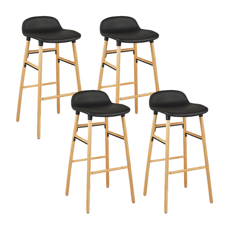 Faux Leather Counter Stool Modern Style Low Back Barstool with Solid Wood Legs Black 4 Piece Set Clearhalo 'Bar Furniture' 'Bar Stools' 'bar_stools' 'furn' 'furn_bar_stools' 'Furniture' 'Kitchen & Dining Furniture' 7352844