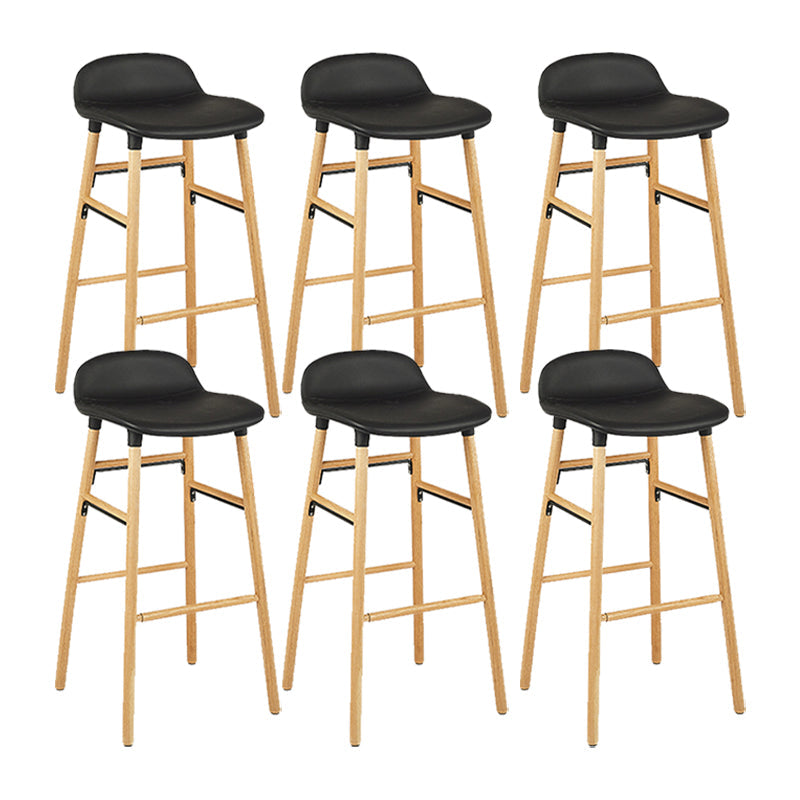 Faux Leather Counter Stool Modern Style Low Back Barstool with Solid Wood Legs Black 6 Piece Set Clearhalo 'Bar Furniture' 'Bar Stools' 'bar_stools' 'furn' 'furn_bar_stools' 'Furniture' 'Kitchen & Dining Furniture' 7352845