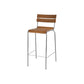 Modern Armless Backrest Counter Stool Iron Bar Stool with Wooden Seat and Pedal for Cafe