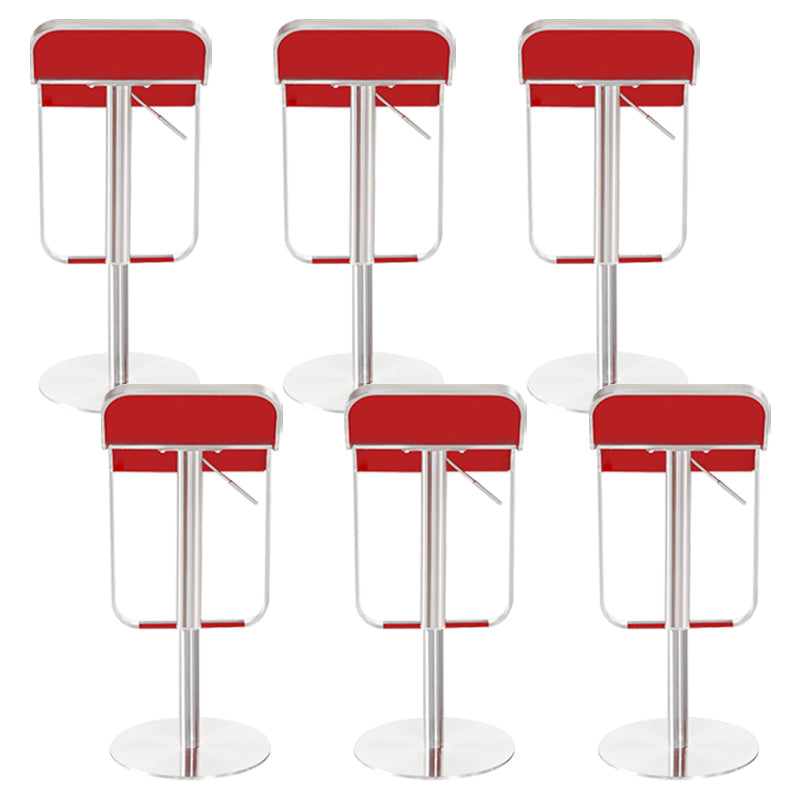 Faux Leather Indoor Counter Chair Contemporary Metal Legs Bar Stools Red 6 Piece Set Clearhalo 'Bar Furniture' 'Bar Stools' 'bar_stools' 'furn' 'furn_bar_stools' 'Furniture' 'Kitchen & Dining Furniture' 7352892