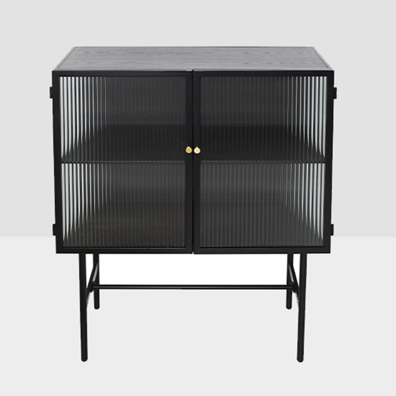 Puertas de vidrio de gabinete de curiosidad de metal contemporáneo Gabinete de buffet para comedor