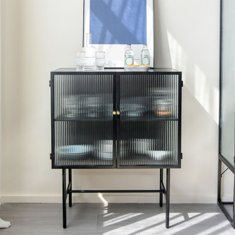Puertas de vidrio de gabinete de curiosidad de metal contemporáneo Gabinete de buffet para comedor