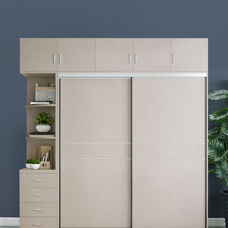 Modern Artificial Wood Wardrobe Freestanding Wardrobe with Sliding Doors for Living Room Clearhalo 'Armoires & Wardrobes' 'armoires_wardrobes' 'Bedroom Furniture' 'furn' 'furn_armoires_wardrobes' 'Furniture' 7353109
