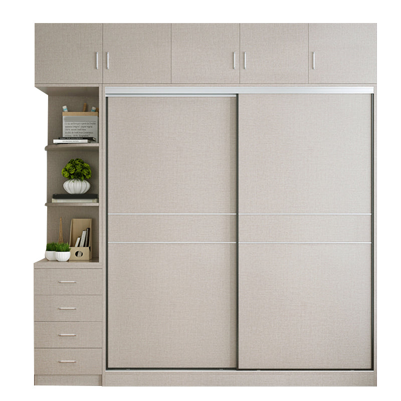 Modern Artificial Wood Wardrobe Freestanding Wardrobe with Sliding Doors for Living Room Clearhalo 'Armoires & Wardrobes' 'armoires_wardrobes' 'Bedroom Furniture' 'furn' 'furn_armoires_wardrobes' 'Furniture' 7353110