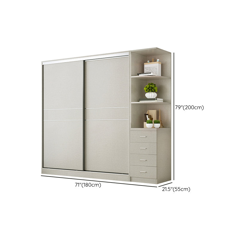 Modern Artificial Wood Wardrobe Freestanding Wardrobe with Sliding Doors for Living Room Clearhalo 'Armoires & Wardrobes' 'armoires_wardrobes' 'Bedroom Furniture' 'furn' 'furn_armoires_wardrobes' 'Furniture' 7353121