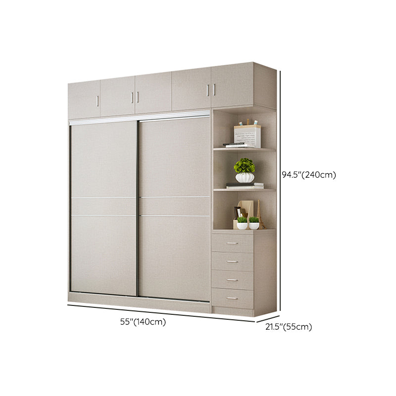 Modern Artificial Wood Wardrobe Freestanding Wardrobe with Sliding Doors for Living Room Clearhalo 'Armoires & Wardrobes' 'armoires_wardrobes' 'Bedroom Furniture' 'furn' 'furn_armoires_wardrobes' 'Furniture' 7353131