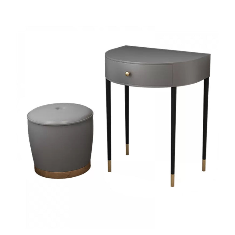 Modern Semicircle Slate Top Table Makeup Vanity with Drawers Makeup Vanity & Stools Grey Backless Clearhalo 'Bedroom Furniture' 'furn' 'furn_makeup_vanities' 'Furniture' 'Makeup Vanities' 'makeup_vanities' 7353652