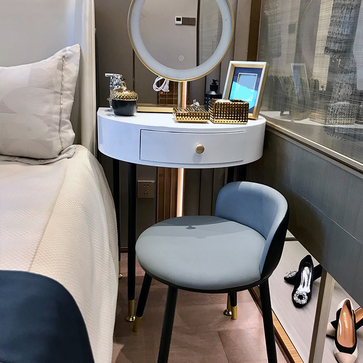 Modern Semicircle Slate Top Table Makeup Vanity with Drawers Clearhalo 'Bedroom Furniture' 'furn' 'furn_makeup_vanities' 'Furniture' 'Makeup Vanities' 'makeup_vanities' 7353653