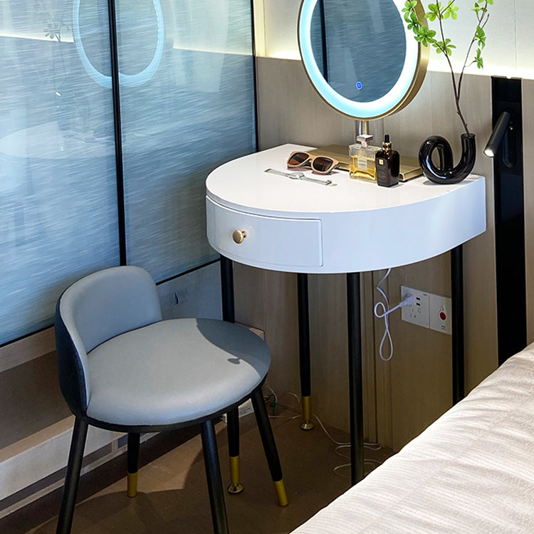 Modern Semicircle Slate Top Table Makeup Vanity with Drawers Clearhalo 'Bedroom Furniture' 'furn' 'furn_makeup_vanities' 'Furniture' 'Makeup Vanities' 'makeup_vanities' 7353657