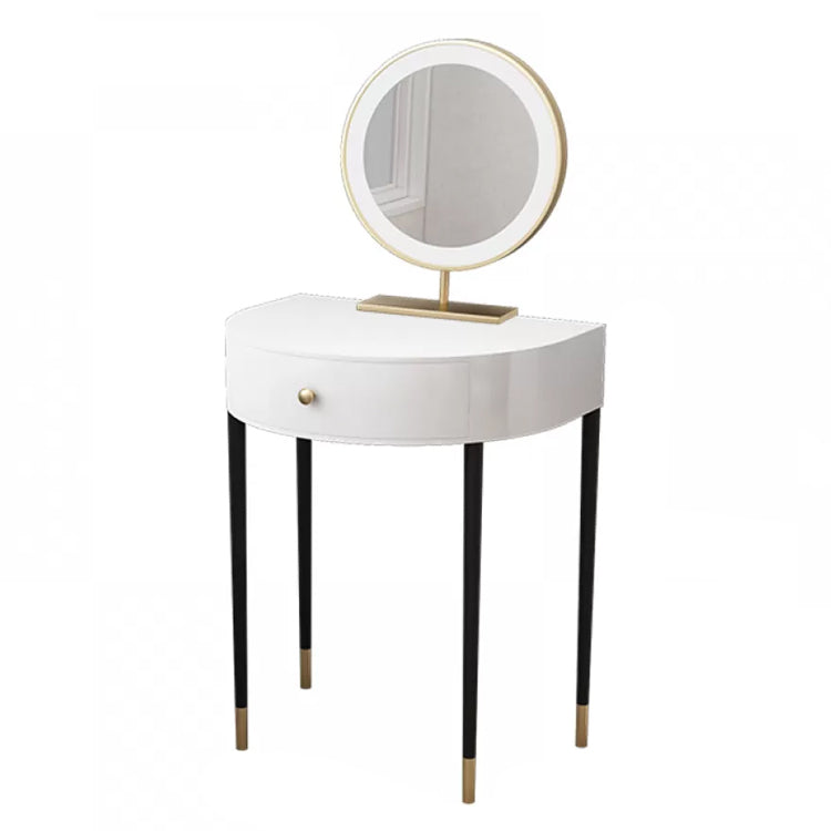 Modern Semicircle Slate Top Table Makeup Vanity with Drawers Makeup Vanity & Mirror White Unavailable Clearhalo 'Bedroom Furniture' 'furn' 'furn_makeup_vanities' 'Furniture' 'Makeup Vanities' 'makeup_vanities' 7353661