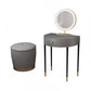 Modern Semicircle Slate Top Table Makeup Vanity with Drawers Makeup Vanity & Mirror & Stools Grey Backless Clearhalo 'Bedroom Furniture' 'furn' 'furn_makeup_vanities' 'Furniture' 'Makeup Vanities' 'makeup_vanities' 7353662