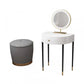 Modern Semicircle Slate Top Table Makeup Vanity with Drawers Makeup Vanity & Mirror & Stools White Backless Clearhalo 'Bedroom Furniture' 'furn' 'furn_makeup_vanities' 'Furniture' 'Makeup Vanities' 'makeup_vanities' 7353667