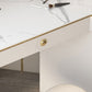 Modern 29.5" Height Slate Top Table Makeup Vanity with Drawers