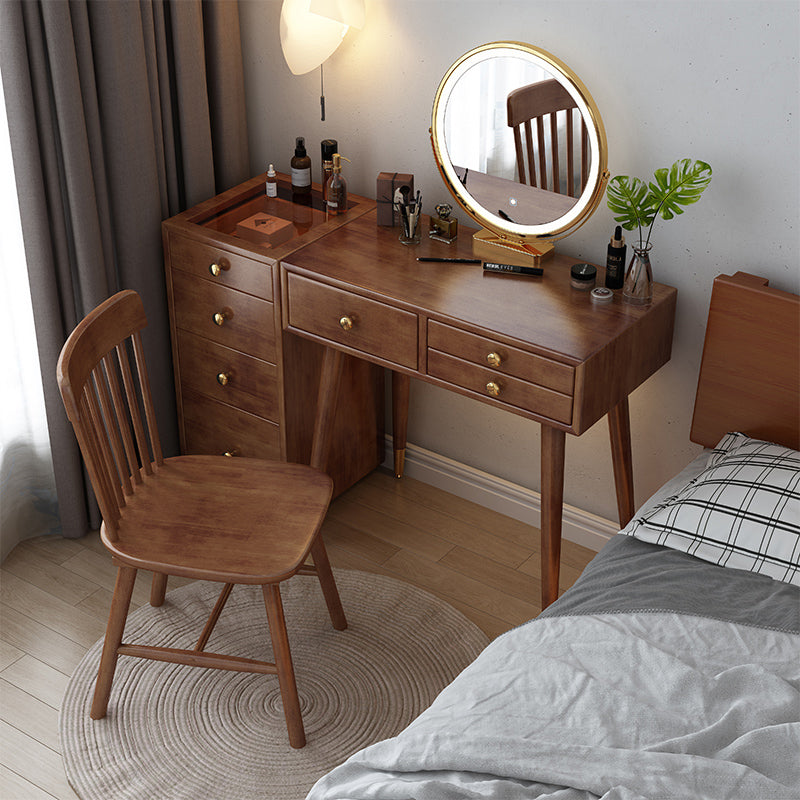 Tocador escandinavo con cajones de madera maciza contador de maquillaje