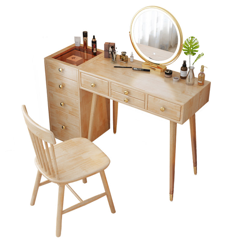 Tocador escandinavo con cajones de madera maciza contador de maquillaje