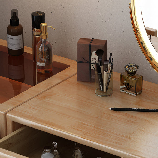 Tocador escandinavo con cajones de madera maciza contador de maquillaje