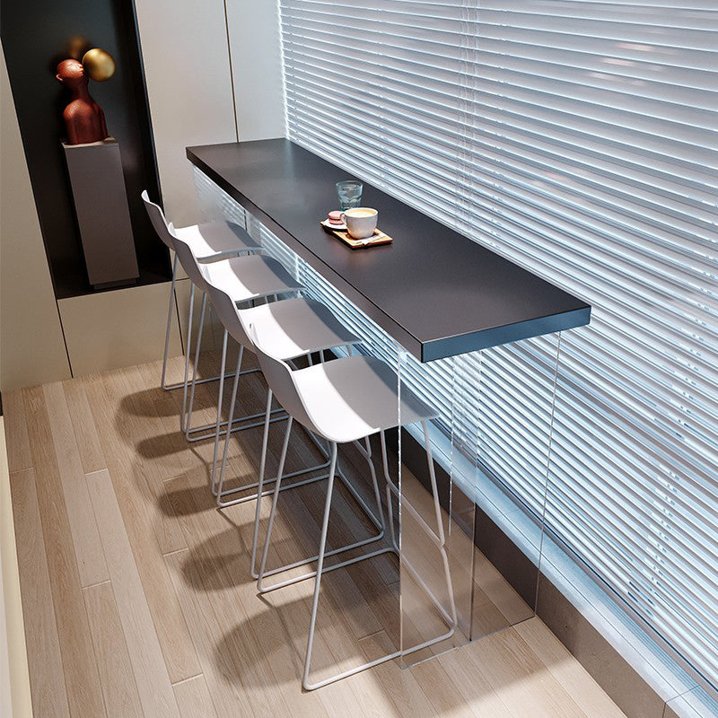 Set Tavolo da Bar in Stile Moderno 1/4/5 Pezzi Tavolo da Bar Rettangolare in Legno Massello con Sgabelli