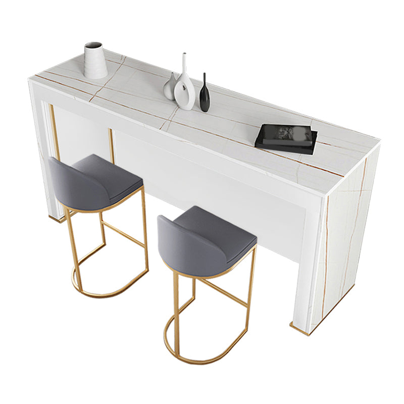 Set tavolo da bar moderno con piano in pietra Tavolo da bar rettangolare da 1/3 pezzi con sgabelli imbottiti